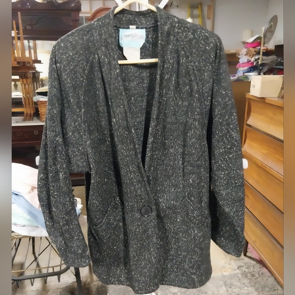 Vtg Nordic Fleece Women's Dark Gray Tweed Jacket